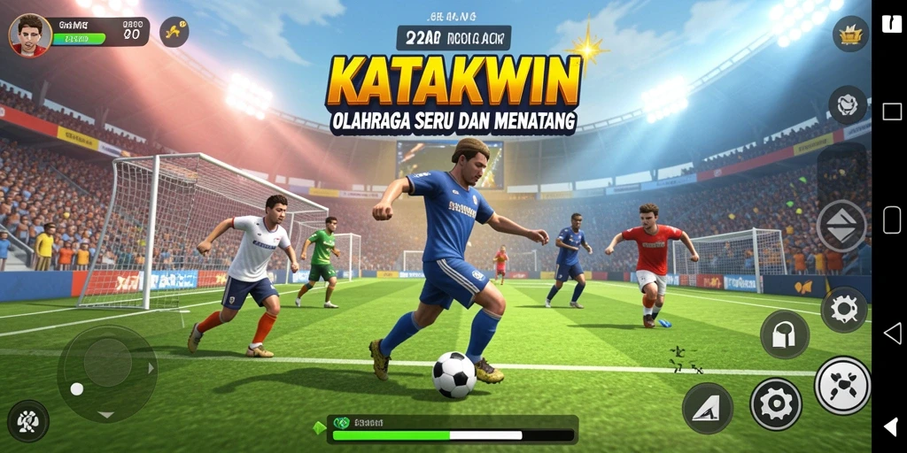 Tampilan gameplay KATAKWIN yang penuh aksi dan strategi olahraga.