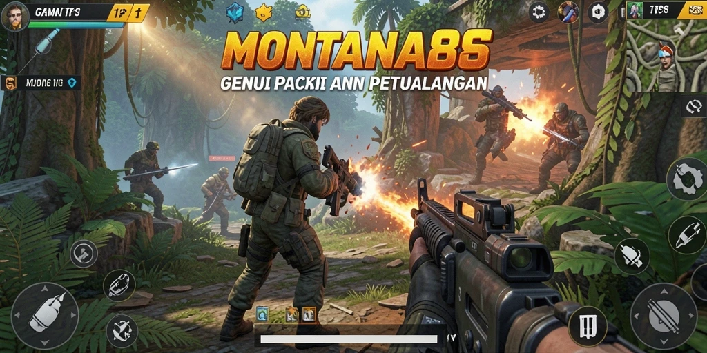 Tampilan gameplay menarik dalam MONTANA88 yang menampilkan aksi TPS.