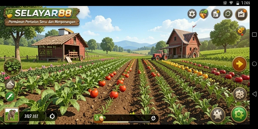 Tampilan gameplay menarik dari SELAYAR88 yang menunjukkan aktivitas bertani.