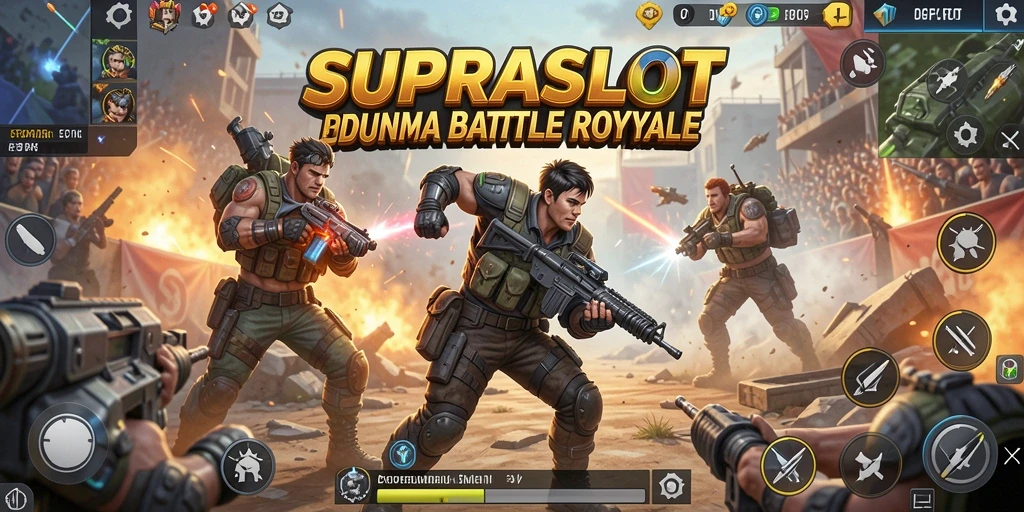 Tangkapan layar menunjukkan aksi seru di arena Battle Royale SUPRASLOT.
